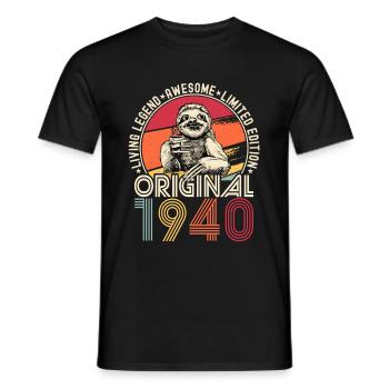 1940 Anniversaire vintage vintage paresseux cadeau - T-shirt homme - noir - Devant - AI Model Male 178 light (178cm)