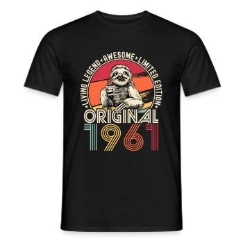 1961 Birthday vintage vintage sloth gift - Men's T-Shirt - black - Front - AI Model Male 178 light (178cm)
