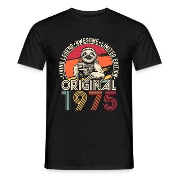 1975 Birthday vintage vintage sloth gift - Men's T-Shirt - black - Front - AI Model Male 178 light (178cm)