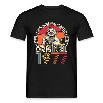 1977 Anniversaire vintage vintage paresseux cadeau - T-shirt homme - noir - Devant - AI Model Male 178 light (178cm)