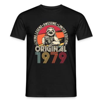 1979 Birthday vintage vintage sloth gift - Men's T-Shirt - black - Front - AI Model Male 178 light (178cm)