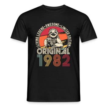 1982 Birthday vintage vintage sloth gift - Men's T-Shirt - black - Front - AI Model Male 178 light (178cm)