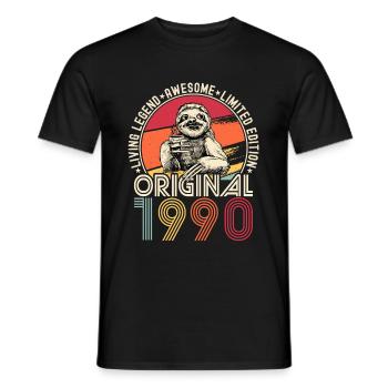 1990 Anniversaire vintage vintage paresseux cadeau - T-shirt homme - noir - Devant - AI Model Male 178 light (178cm)