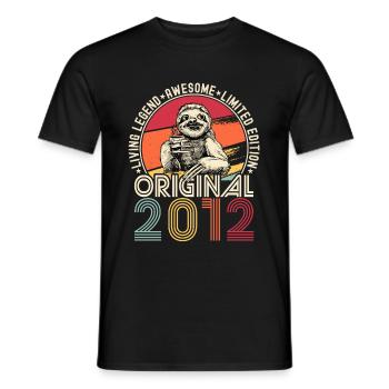 2012 Birthday vintage vintage sloth gift - Men's T-Shirt - black - Front - AI Model Male 178 light (178cm)