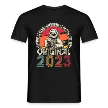 2023 Anniversaire vintage vintage paresseux cadeau - T-shirt homme - noir - Devant - AI Model Male 178 light (178cm)