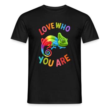 Love Who You Are Gay Pride Rainbow Chameleon - Men's T-Shirt - black - Front - AI Model Male 178 light (178cm)