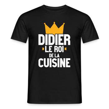 Didier Le Roi De La Cuisine | Cuisinier Passion - T-shirt homme - noir - Devant - AI Model Male 178 light (178cm)