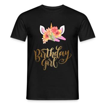Geburtstags Mädchen Einhorn Glitzer Girl Shirt - Männer T-Shirt - Schwarz - Vorne - AI Model Male 178 light (178cm)