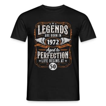 1972 Born Legends 50 Birthday - Men's T-Shirt - black - Front - AI Model Male 178 light (178cm)