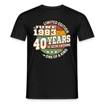 40 years old - Awesome since june 1983 - Men's T-Shirt - black - Front - AI Model Male 178 light (178cm)