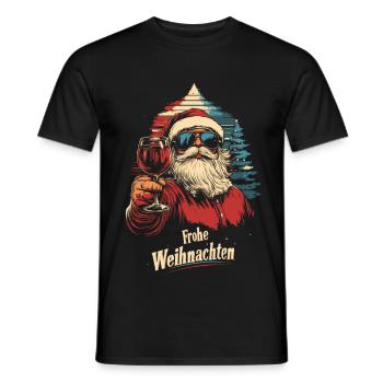Cooler Weihnachtsmann mit Weinglas - Männer T-Shirt - Schwarz - Vorne - AI Model Male 178 light (178cm)