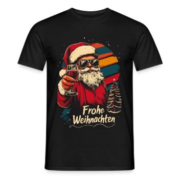 Cooler Weihnachtsmann mit Weinglas - Männer T-Shirt - Schwarz - Vorne - AI Model Male 178 light (178cm)