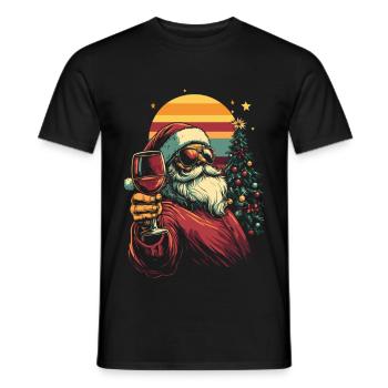 Weihnachten Wein Weihnachtsmann Weihnachtsfeier - Männer T-Shirt - Schwarz - Vorne - AI Model Male 178 light (178cm)