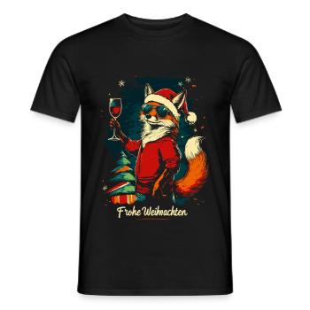 Weihnachten Wein Fuchs - Männer T-Shirt - Schwarz - Vorne - AI Model Male 178 light (178cm)