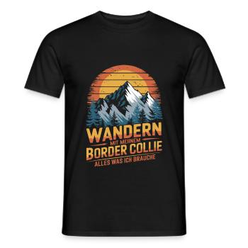 Wandern mit meinem Border Collie - Männer T-Shirt - Schwarz - Vorne - AI Model Male 178 light (178cm)