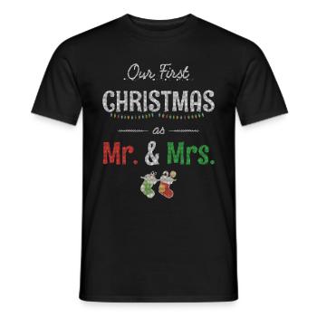 Unser erstes Weihnachtsfest als Mr. und Mrs. Ugly Sweater - Männer T-Shirt - Schwarz - Vorne - AI Model Male 178 light (178cm)