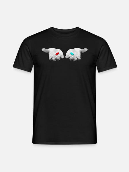 Rote Pille / Blaue Pille - Männer T-Shirt - Schwarz