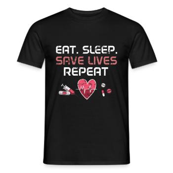 Eat Sleep Save Lives Repeat - Men's T-Shirt - black - Front - AI Model Male 178 light (178cm)