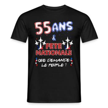 55 Ans Juillet Fête Nationale Homme Ou Femme - T-shirt homme - noir - Devant - AI Model Male 178 light (178cm)