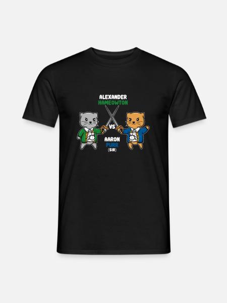 Hamilton Katze Aaron Purr Degen Duel cat Geschenk - Männer T-Shirt - Schwarz