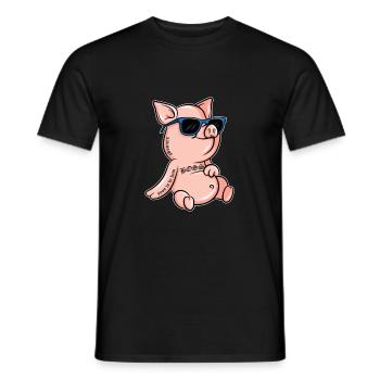 Schwein Tattoo Schinken Farm Cool Ferkel Geschenk - Männer T-Shirt - Schwarz - Vorne - AI Model Male 178 light (178cm)