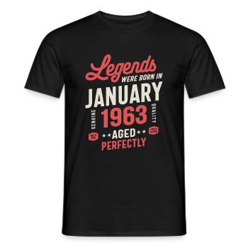 Legends Were Born In January 1963 Birthday Gift - Men's T-Shirt - black - Front - AI Model Male 178 light (178cm)