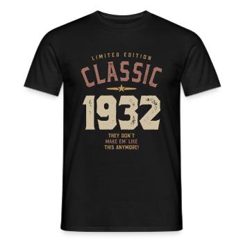 Classic 1932 - 90ème anniversaire Retro Vintage - T-shirt homme - noir - Devant - AI Model Male 178 light (178cm)