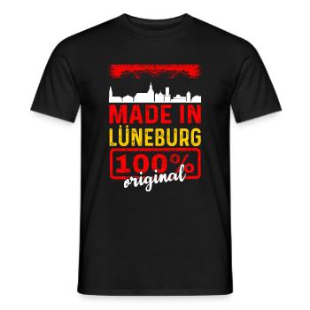 Made In Lüneburg 100% Original - Männer T-Shirt - Schwarz - Vorne - AI Model Male 178 light (178cm)