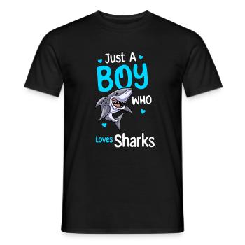 Nur Ein Junge, Der Haie Liebt - Männer T-Shirt - Schwarz - Vorne - AI Model Male 178 light (178cm)