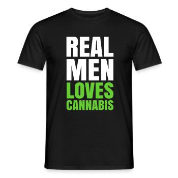Les hommes aiment le cannabis - T-shirt homme - noir - Devant - AI Model Male 178 light (178cm)