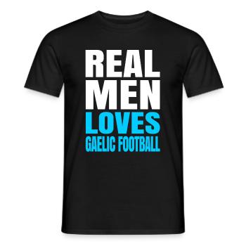 Les hommes aiment le football gaélique - T-shirt homme - noir - Devant - AI Model Male 178 light (178cm)