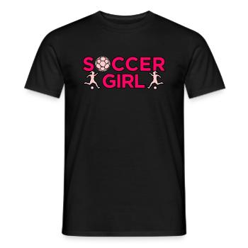 Fille de football Le ballon joue - T-shirt homme - noir - Devant - AI Model Male 178 light (178cm)