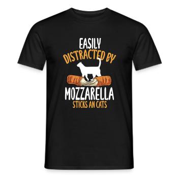 Easily distracted by mozzarella sticks and cat - Men's T-Shirt - black - Front - AI Model Male 178 light (178cm)