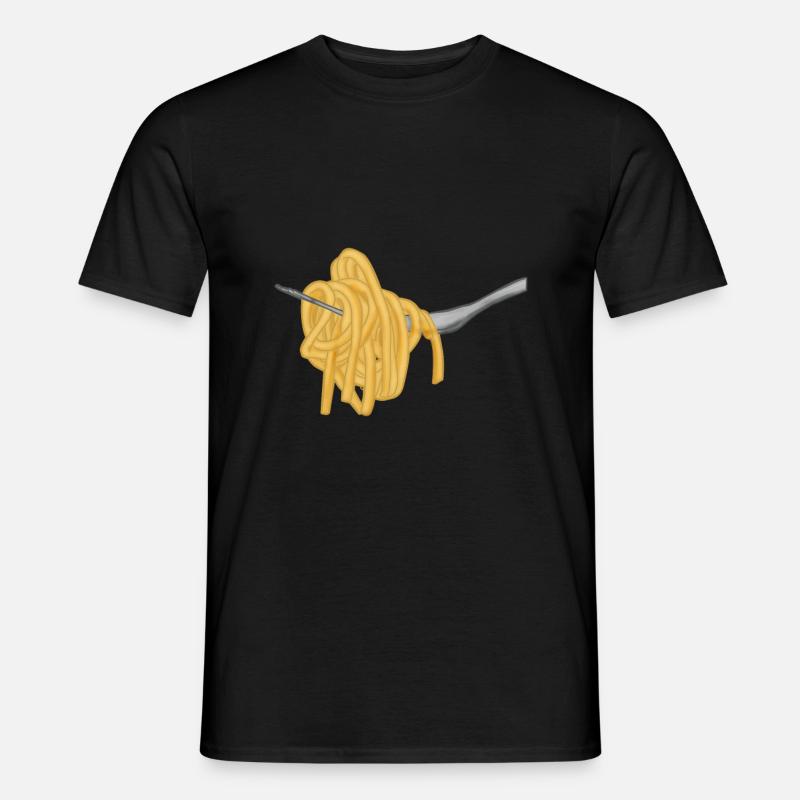 Nudeln Spaghetti Gabel - Männer T-Shirt - Schwarz