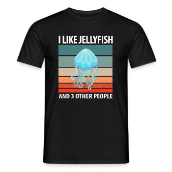 I like jellyfish and 3 other people - Men's T-Shirt - black - Front - AI Model Male 178 light (178cm)