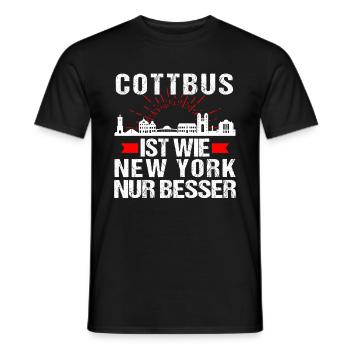 Cottbus Ist Wie New York Nur Besser - Männer T-Shirt - Schwarz - Vorne - AI Model Male 178 light (178cm)