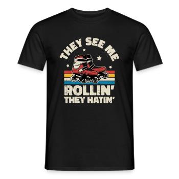Patin à roues alignées Cadeau de patin à roues alignées - T-shirt homme - noir - Devant - AI Model Male 178 light (178cm)