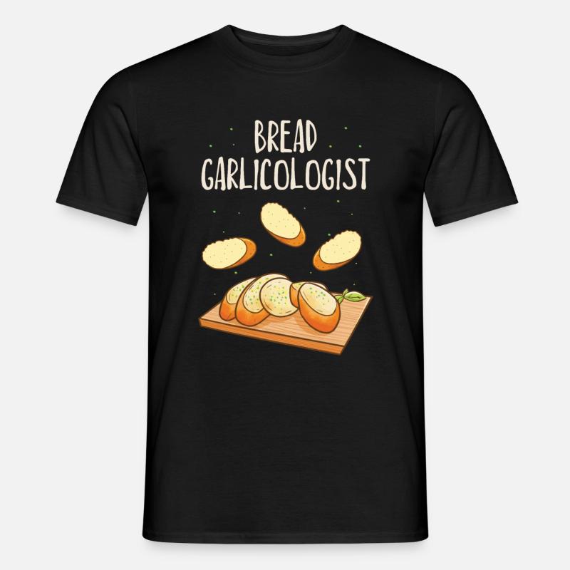 Knoblauch Knoblauchbrot Essen Geschenk - Männer T-Shirt - Schwarz