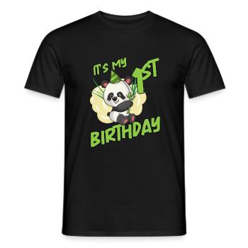 It's my 1st birthday panda - Men's T-Shirt - black - Front - AI Model Male 178 light (178cm)
