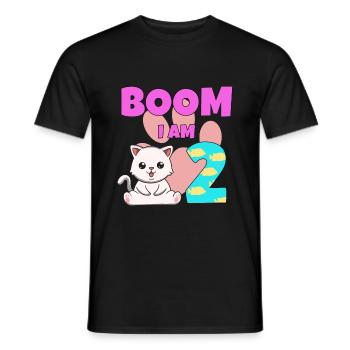 2. Geburtstag Katze - Männer T-Shirt - Schwarz - Vorne - AI Model Male 178 light (178cm)