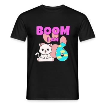 6th birthday cat - Men's T-Shirt - black - Front - AI Model Male 178 light (178cm)