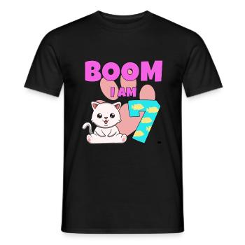 7th birthday cat - Men's T-Shirt - black - Front - AI Model Male 178 light (178cm)