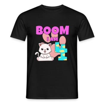 4th birthday cat - Men's T-Shirt - black - Front - AI Model Male 178 light (178cm)