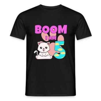 5th birthday cat - Men's T-Shirt - black - Front - AI Model Male 178 light (178cm)