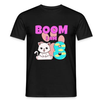8th birthday cat - Men's T-Shirt - black - Front - AI Model Male 178 light (178cm)