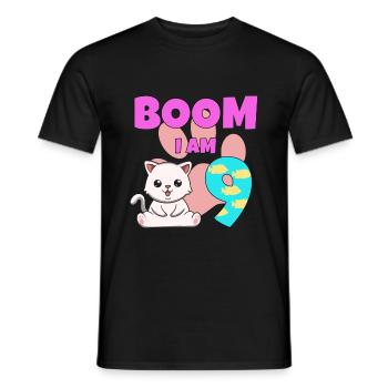 9th birthday cat - Men's T-Shirt - black - Front - AI Model Male 178 light (178cm)