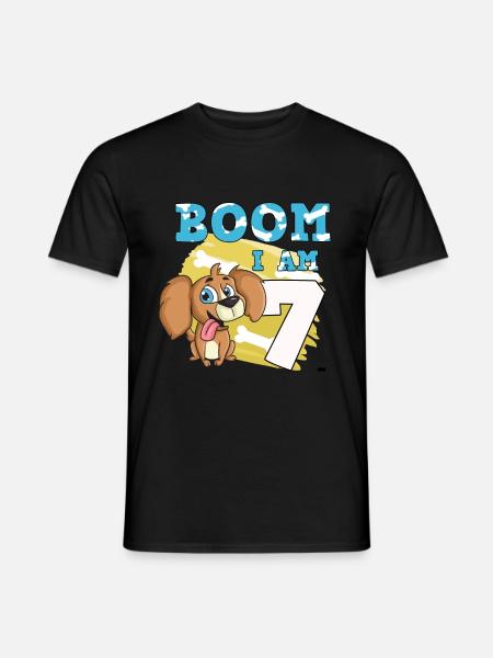 7th birthday dog - Men's T-Shirt - black