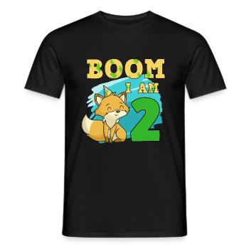 2nd birthday fox - Men's T-Shirt - black - Front - AI Model Male 178 light (178cm)