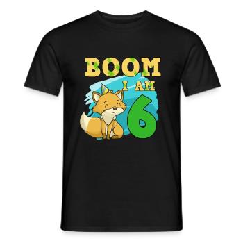 6th birthday fox - Men's T-Shirt - black - Front - AI Model Male 178 light (178cm)