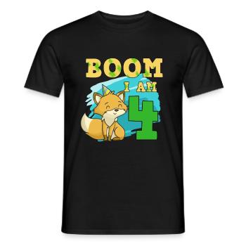 4th birthday fox - Men's T-Shirt - black - Front - AI Model Male 178 light (178cm)